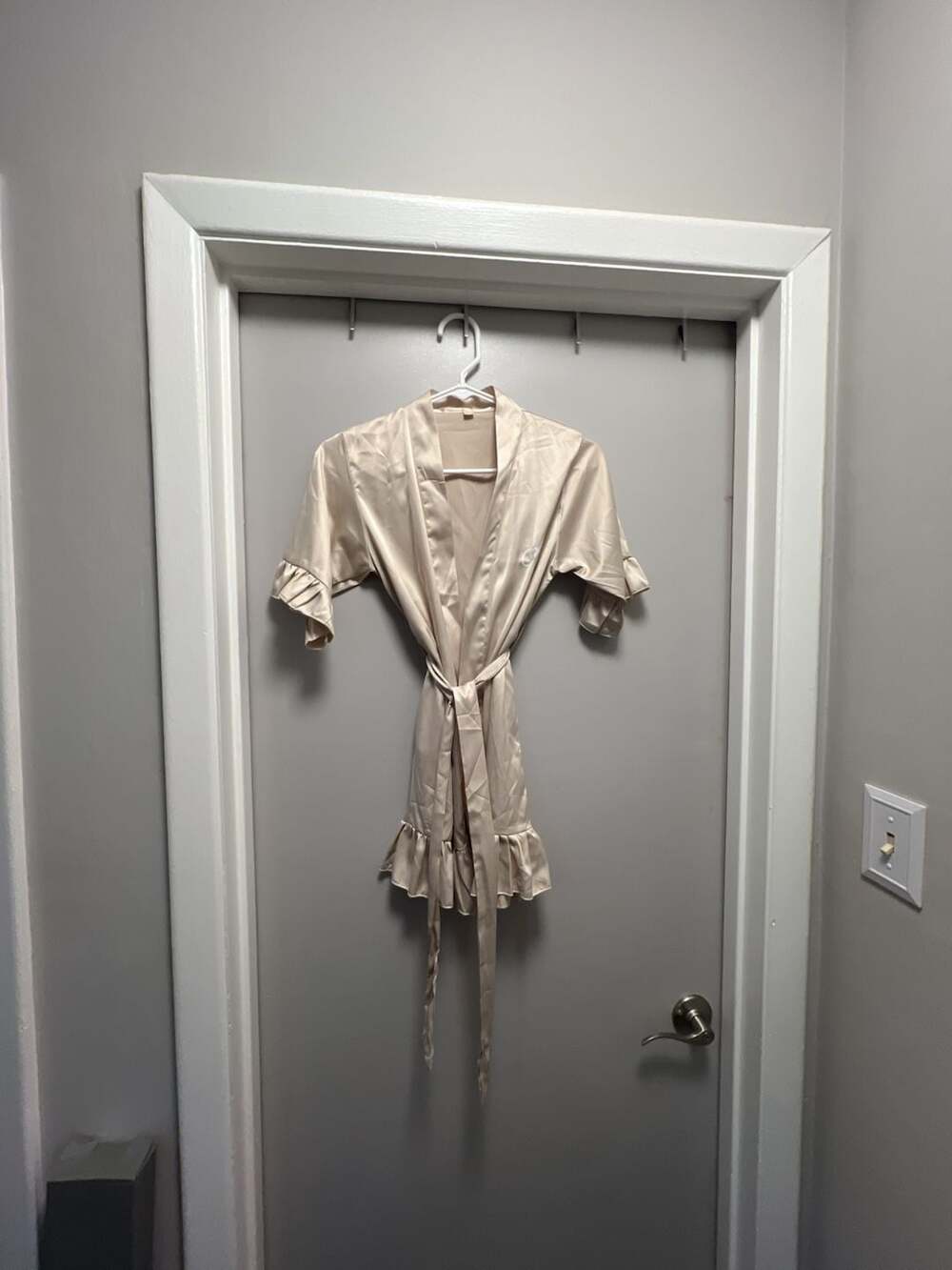 Kids Satin Ruffle Trim Getting Ready Robe